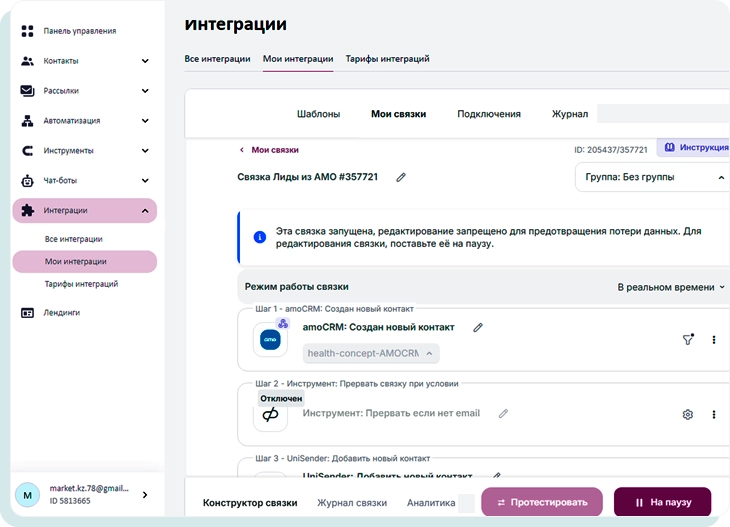 Интеграция Юнисендер и АМО