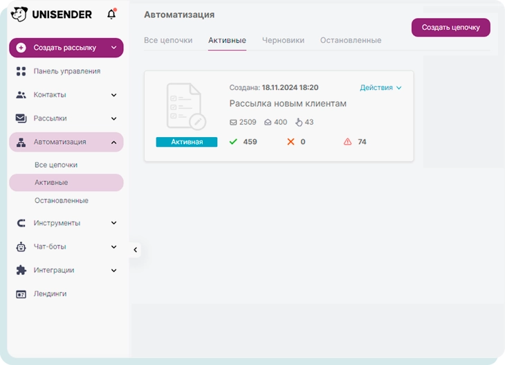Настройка автоматизации рассылок