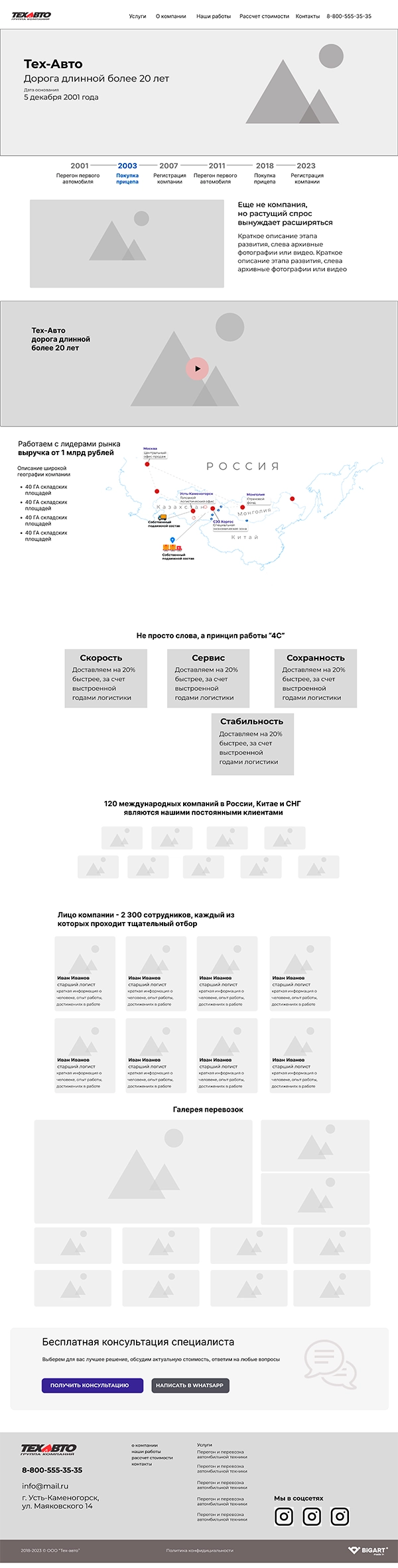 Прототип страницы «О компании» ТехАвто